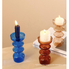 custom colored Scandi glass candle holder candlestick